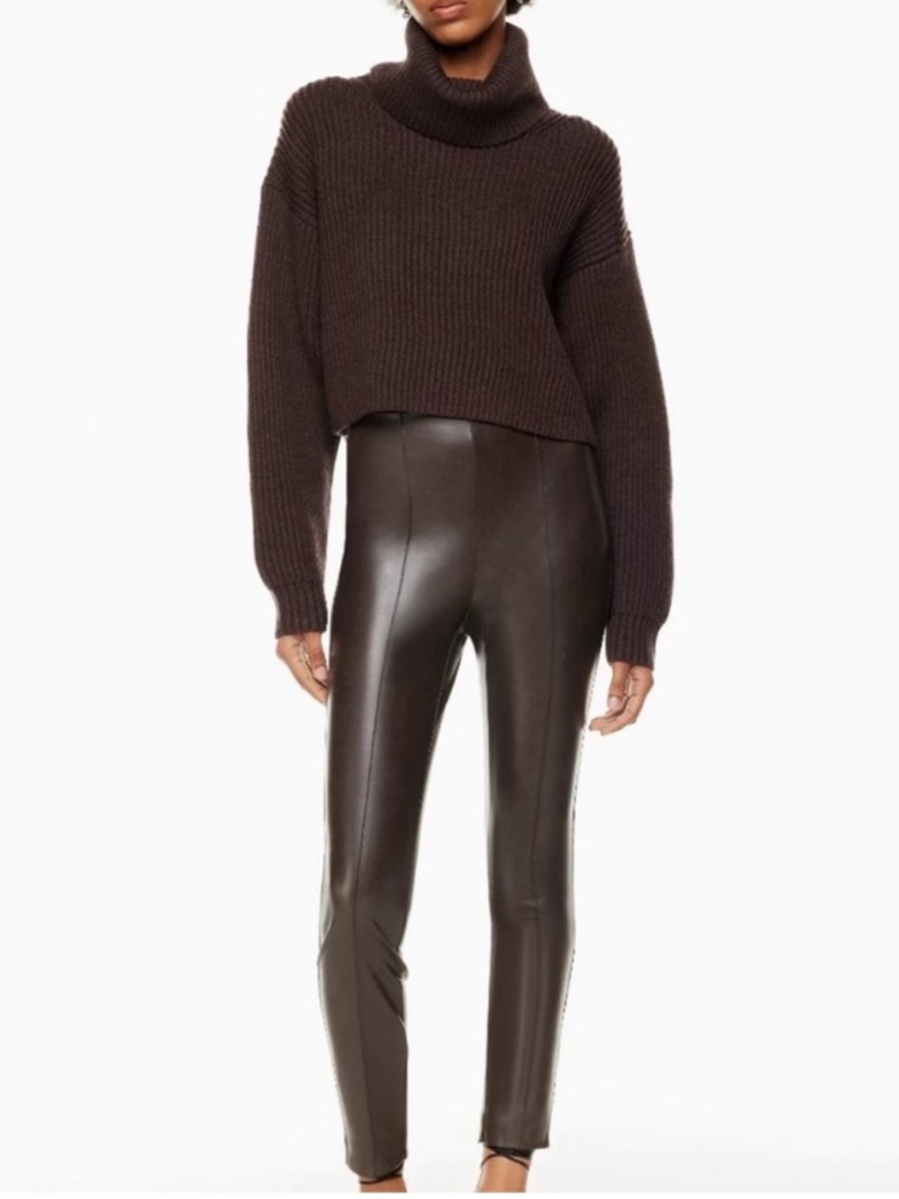 Aritzia Babaton Frida Faux Leather Skinny Pant In Rich Mocha